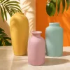 Matte ceramic vase in a three-color combination of yellow, pink and green, a simple and modern home decoration Specification image